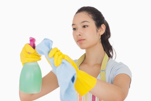 Safety-focused carpet cleaning team assessing a workspace